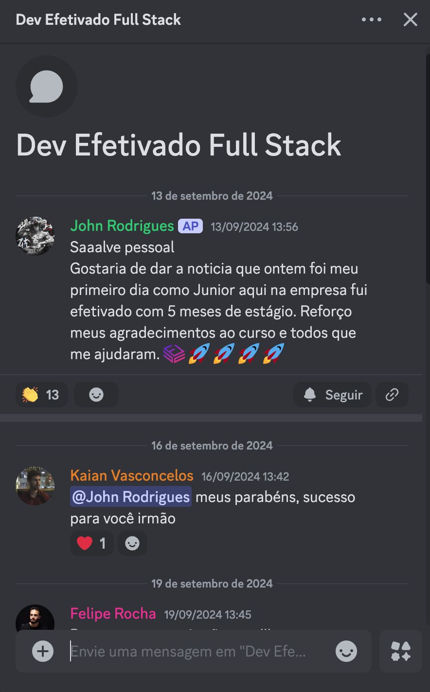 Depoimento de John Rodrigues sobre sua efetivação como desenvolvedor Full Stack